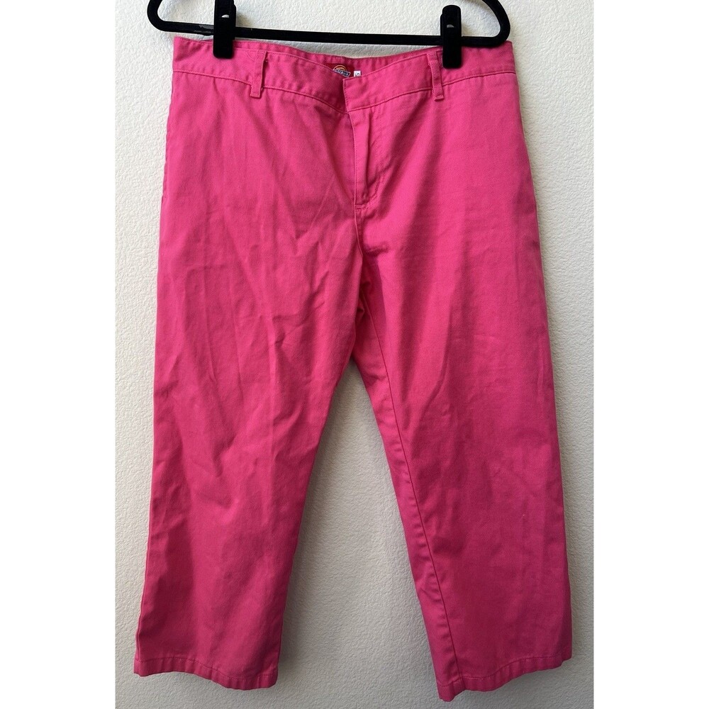 Vintage Dickies Juniors Sz 15 Pink Cropped Capri Twill Pants Y2K